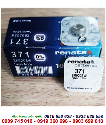 Renata 371; Pin Renata 371/SR920SW silver oxide 1.55V chính hãng Renata Thụy Sĩ _Vỉ 1viên